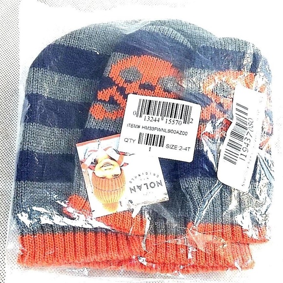 Halloween Skeleton Skull kids hat & mittens 2T - 4 - Picture 2 of 3